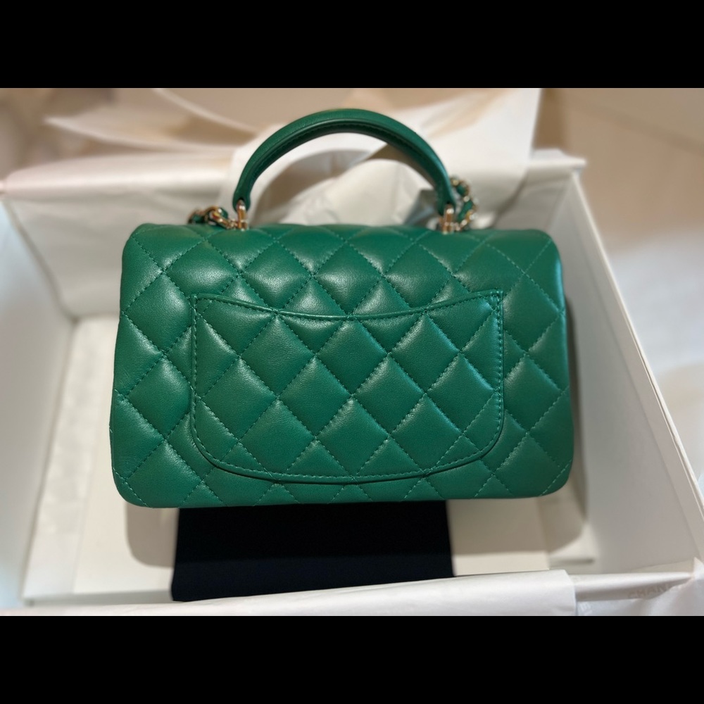 ❌SOLD❌💚💚Chanel mini rectangular top handle GREEN 💚💚 - Picture 7 of 12